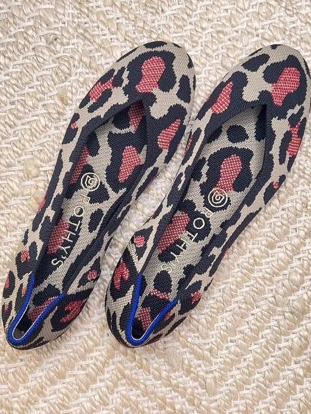 Rothy's Leopard-Print Slip-On Sandals in Pink, Black and Tan